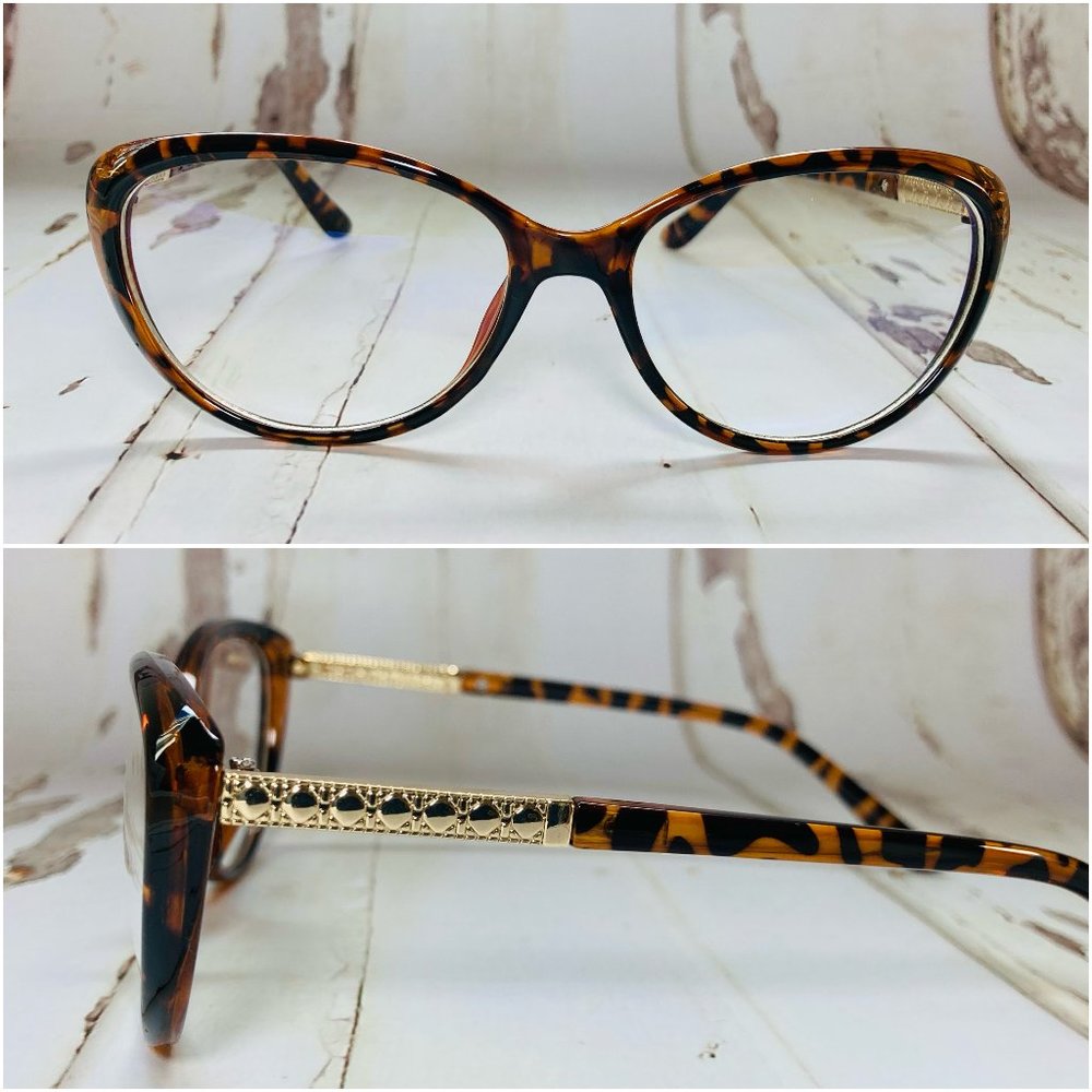 Adore Cat Eye Leopard Brown & Gold Eyeglasses Glasses Frames NWOT